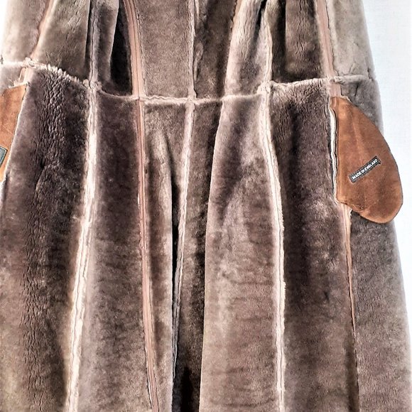 70's Penny Lane/ Almost Famous Style Full Length Fur Trimmed Shearling Coat - Picture 5 of 6